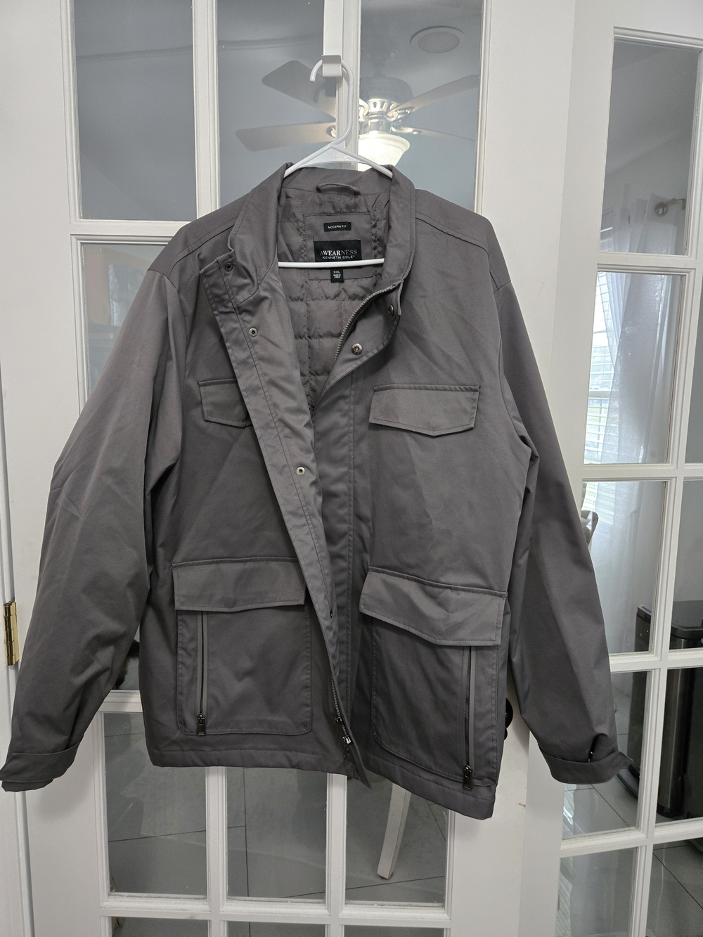 Kenneth Cole Men's Gray Field Jacket with Quilted Interior
